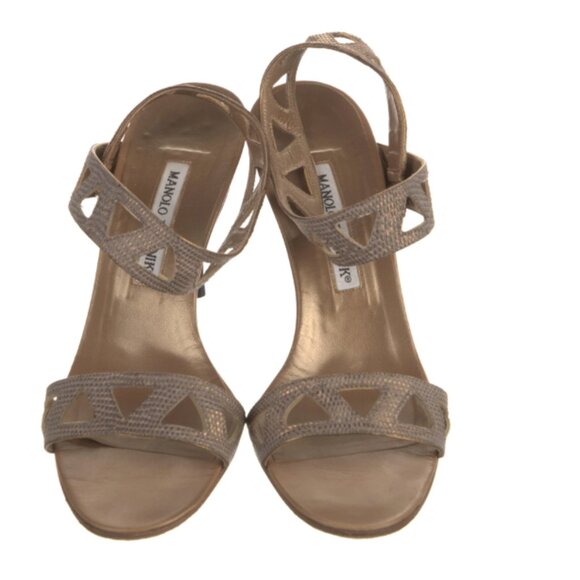 Manolo Blahnik Leather Animal Print Slingback Sandals Size: IT 38.5 - Picture 2 of 5